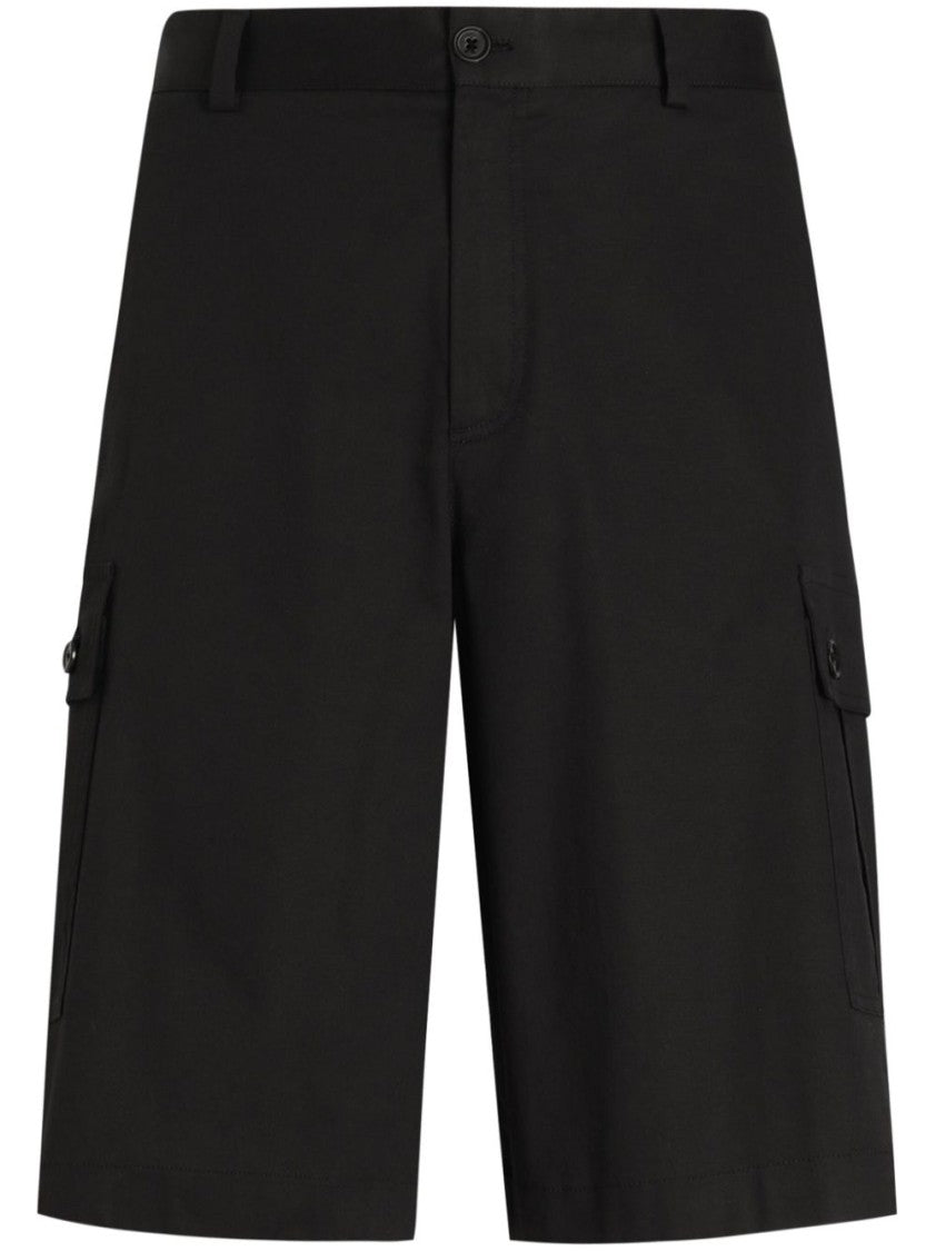 Dolce & Gabbana Cargo-Style Black Shorts With Concealed Fly