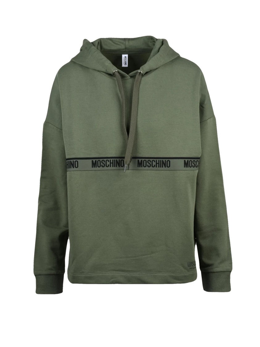 Moschino Military Green Fleece Lined Stretch Cotton Hoodie