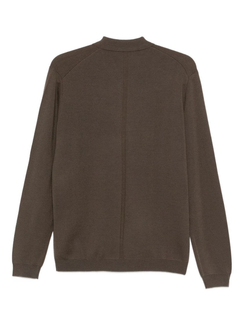 Low Brand Polo-Style Brown Sweater With Ribbed Trims
