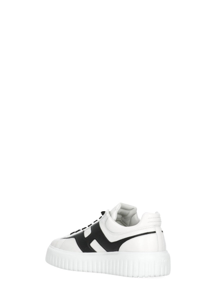 Hogan White H-Stripes Leather Sneakers