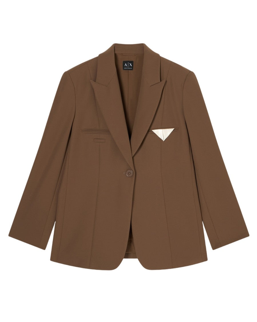 Armani Exchange Brown Distinctive Pocket Square Casual Jacket