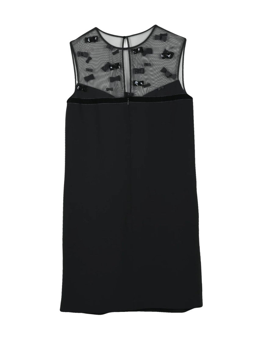 Max Mara Nandina Mini Dress With Tulle Neckline And Velvet Detail