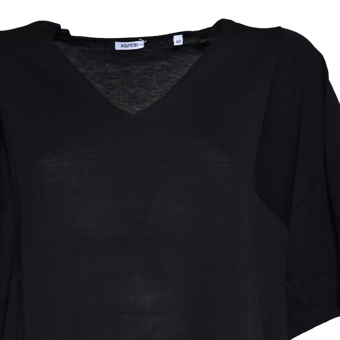 Aspesi Black Cotton Silk Knit T-Shirt