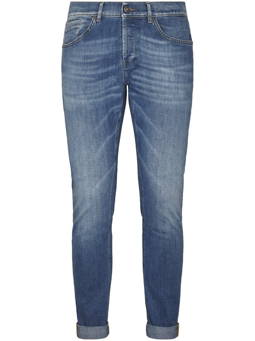 Dondup Slim-Fit Light Wash Denim Trousers With Rolled Cuffs