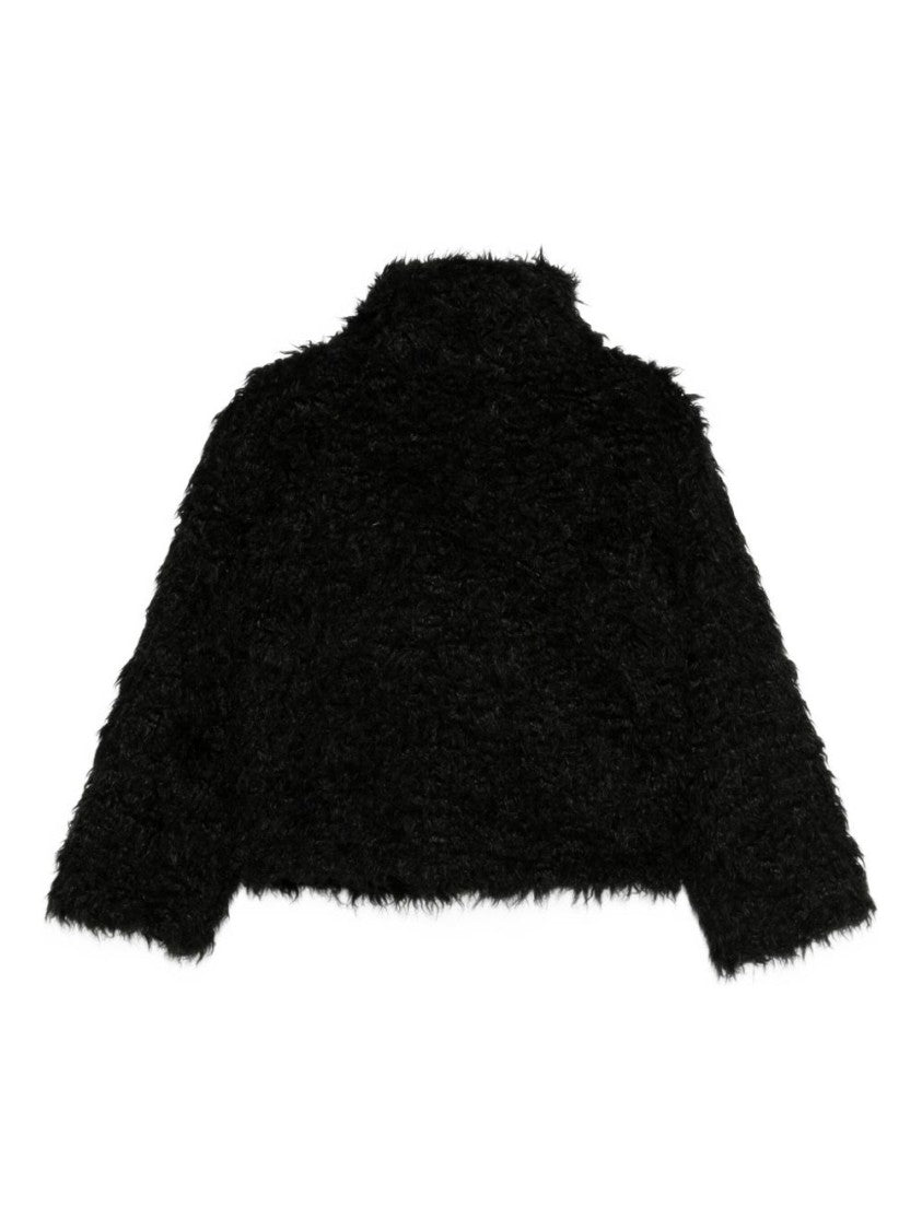 Semi Couture Cropped Jacket With Plush Textured Fabric