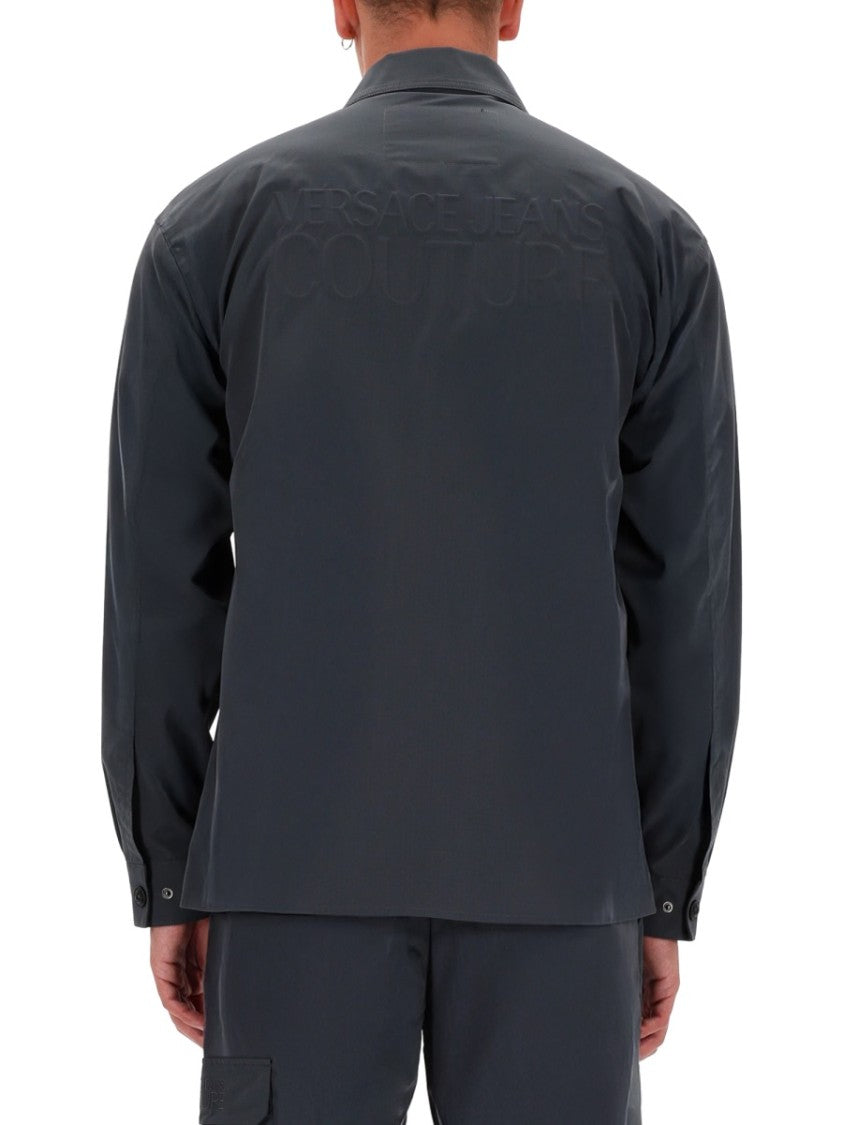 Versace Jeans Couture Grey Full-Zip Zippered Shirt