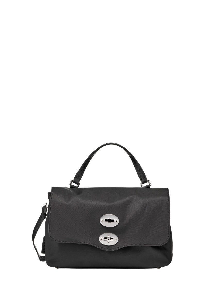 Zanellato Black Silver Turn-Lock Fabric Shoulder Bag