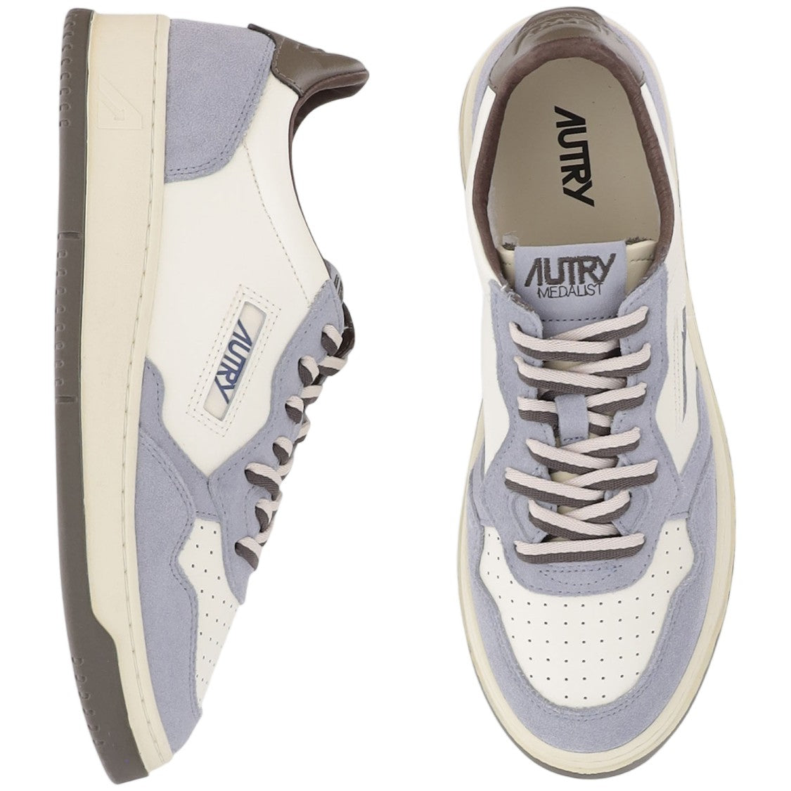 Autry Low Leather Sneakers With Suede Overlays
