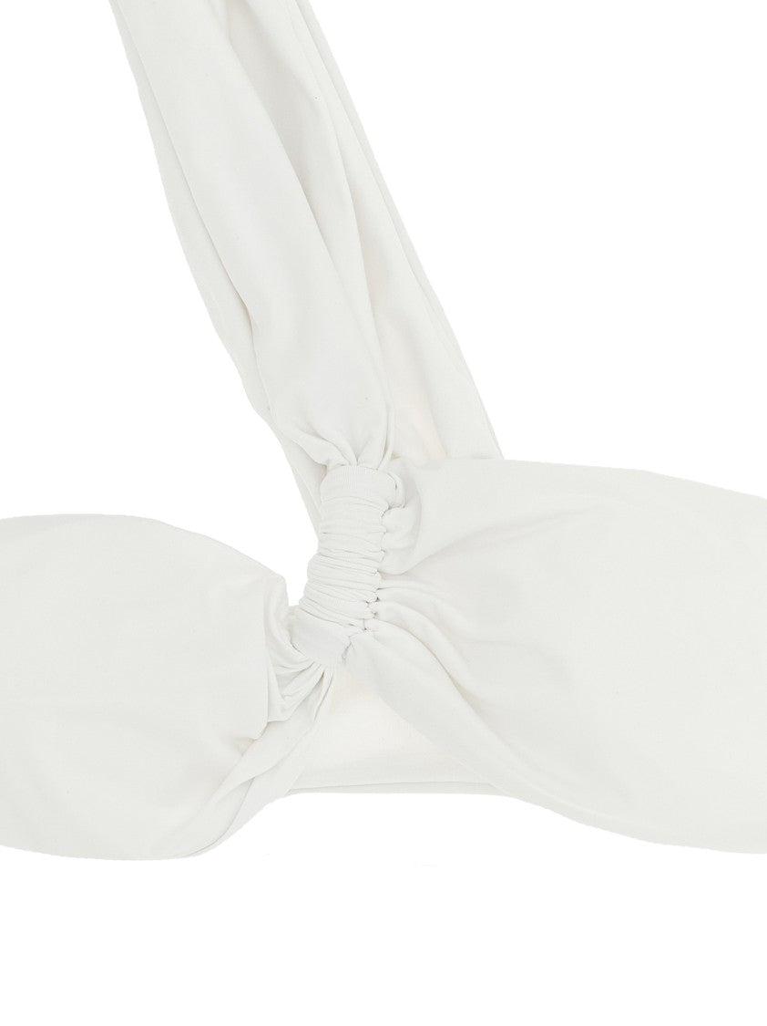 Elisabetta Franchi One-Shoulder Lycra Bikini With Hammered Metal Jewel