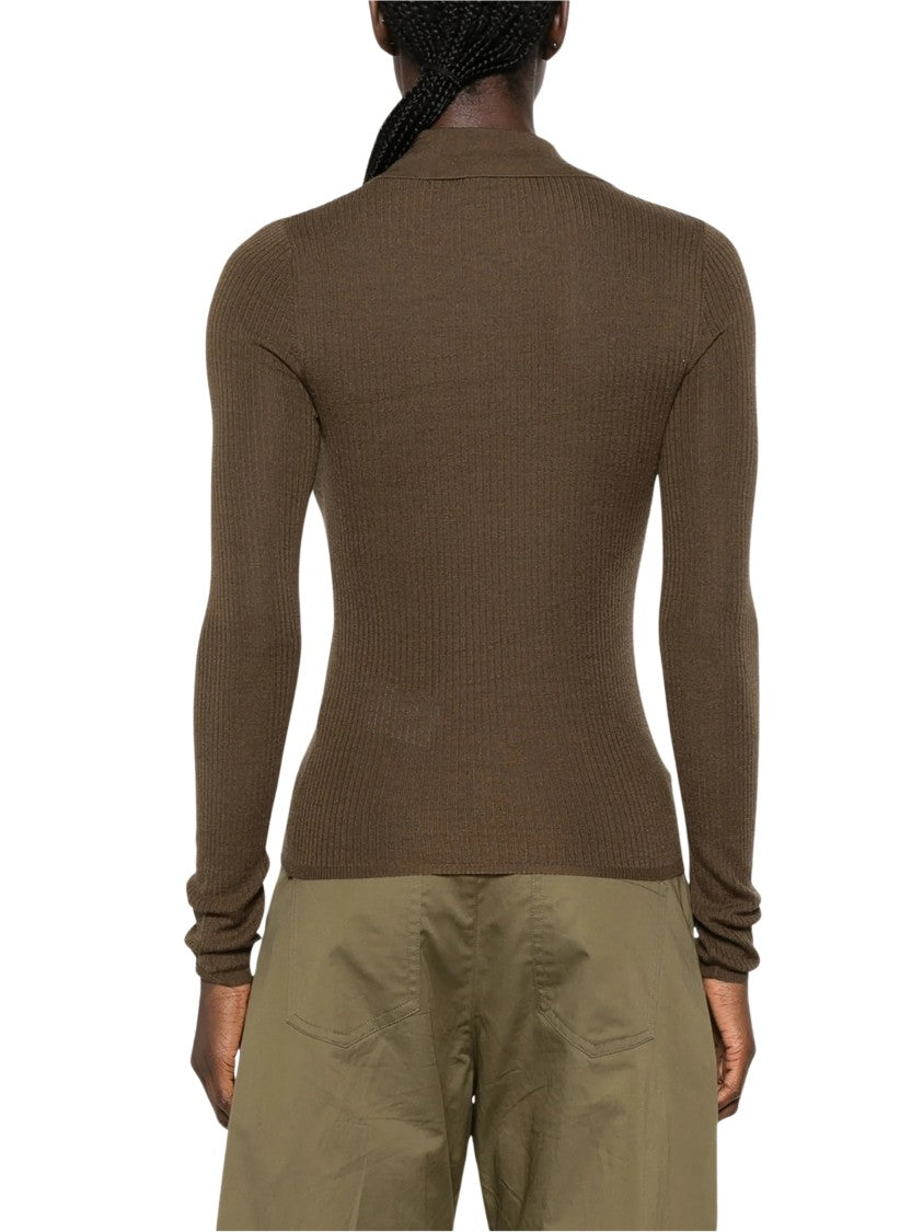 Max Mara Mxmgergo Ribbed Knit Collared Top