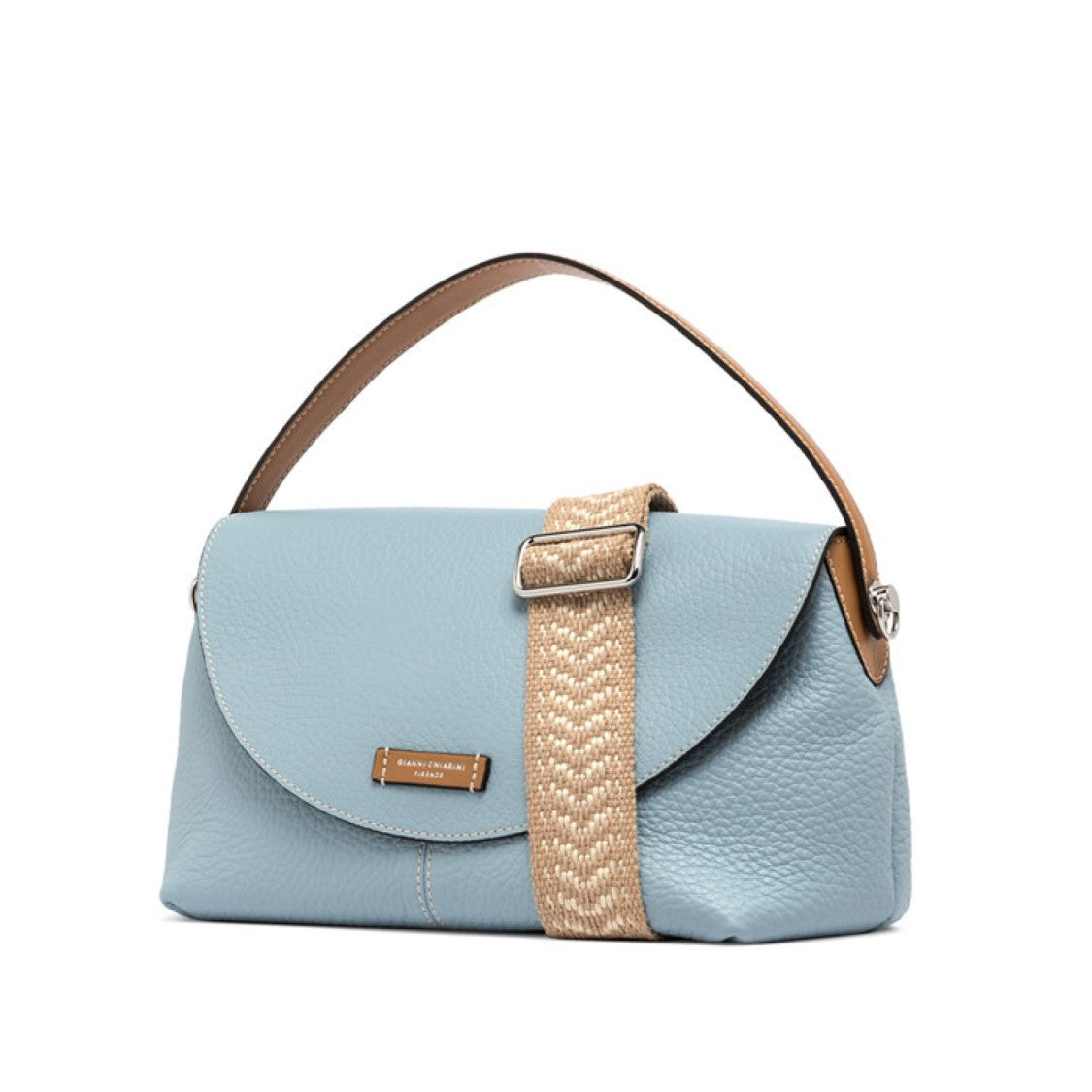 Gianni Chiarini Alessandra Shoulder Bag In Light Blue Leather
