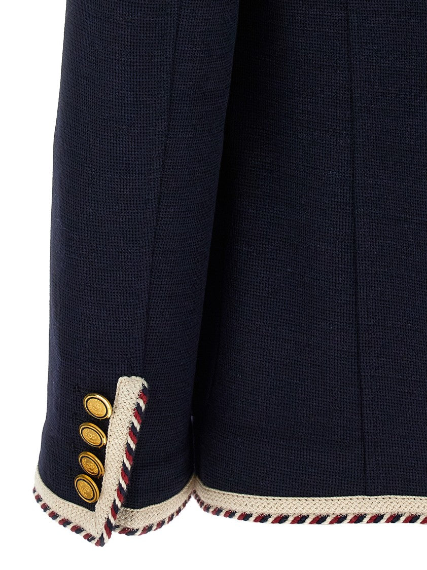 Valentino Garavani Torchon Blazer With Mirror Lapels And Piping