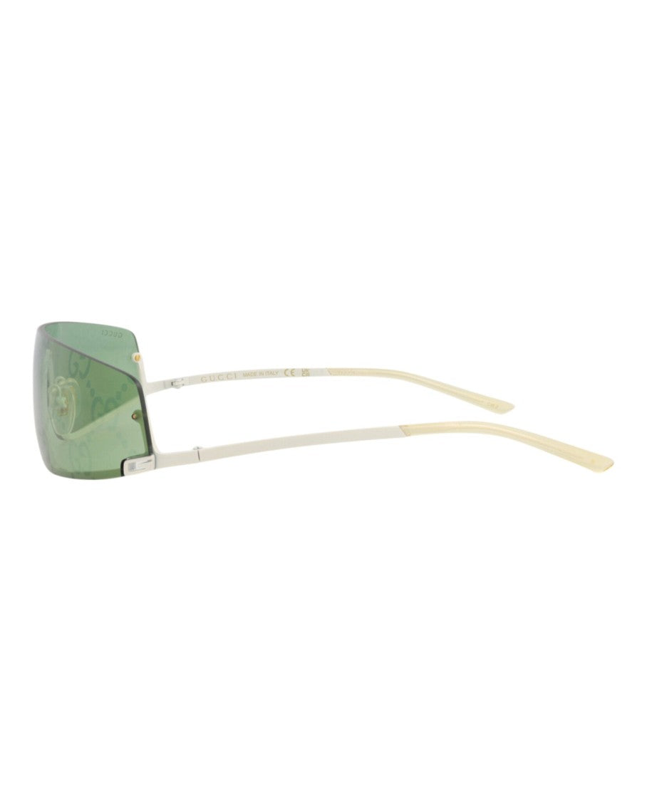 Gucci Shield-Frame Metal Sunglasses With Adjustable Nose Pads