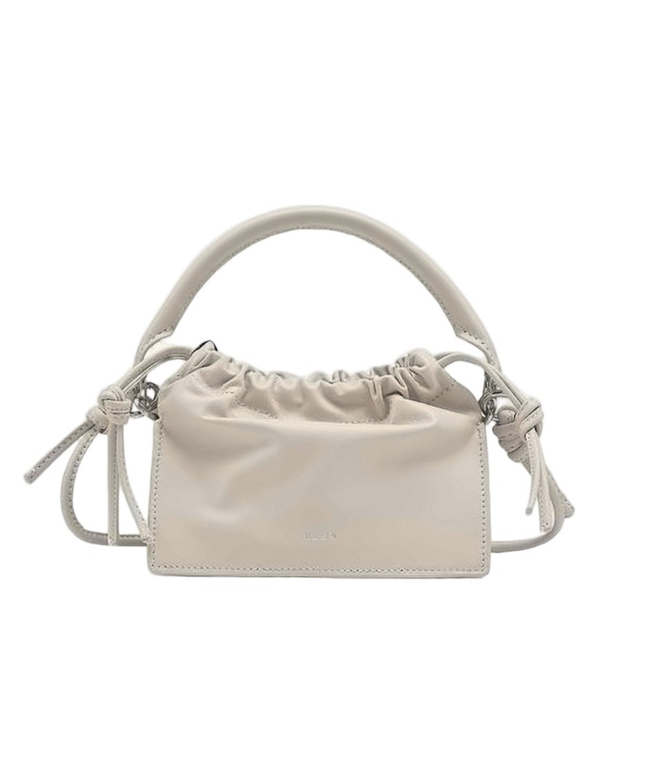 Yuzefi Smooth Leather Crossbody Bag With Gathered Top Closure