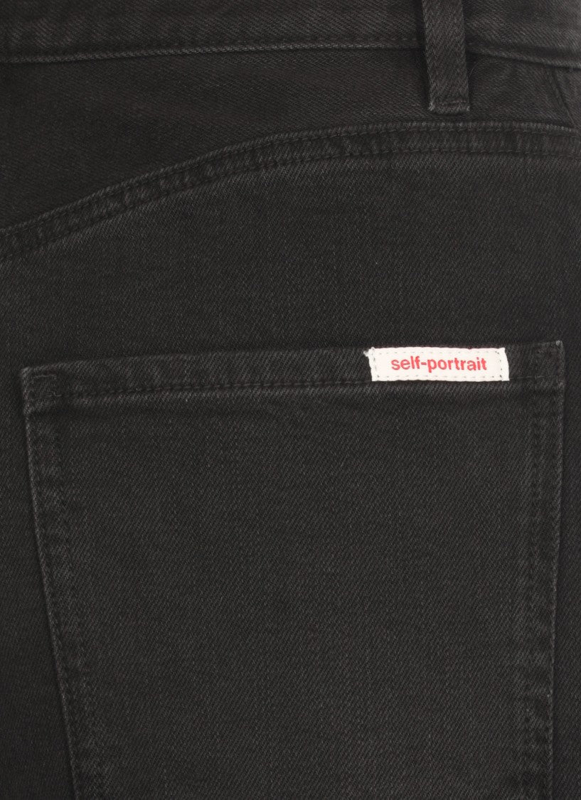 Self-Portrait High-Waisted Relaxed Fit Black Jeans