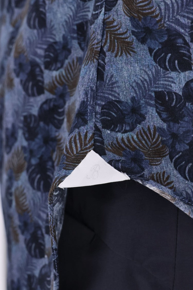 Barba Floral Print Linen Tailored Shirt Line Dandylife