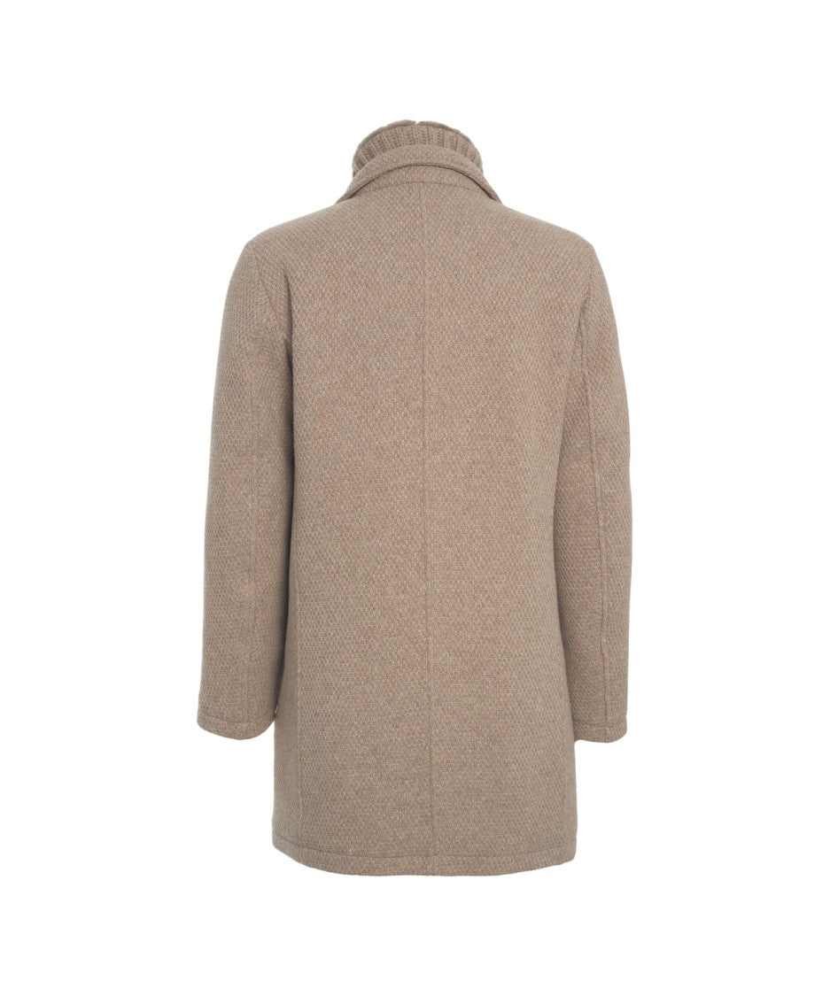 Gimo's Beige High-Collared Single-Breasted Gimo's Coat