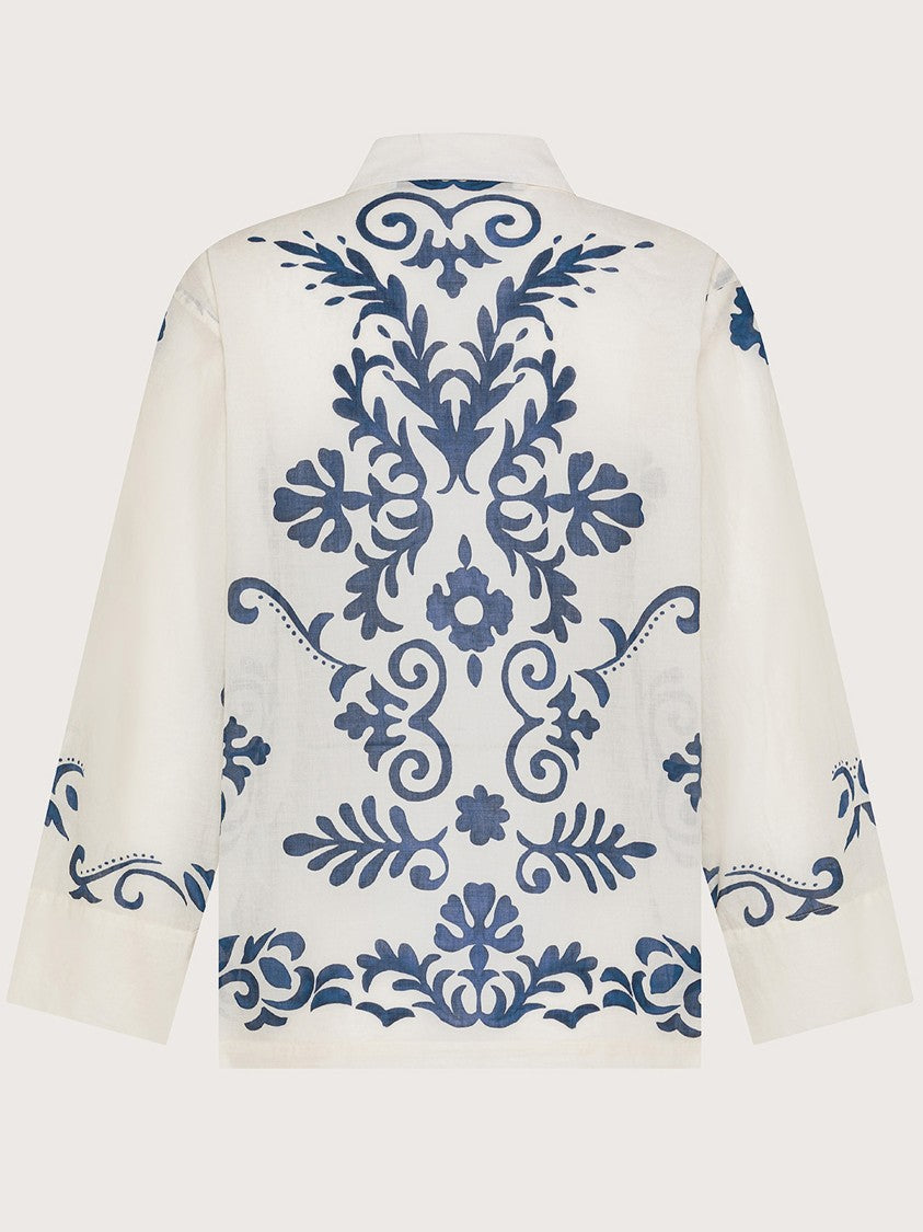 Seventy Venezia White Boxy Floral Print Shirt