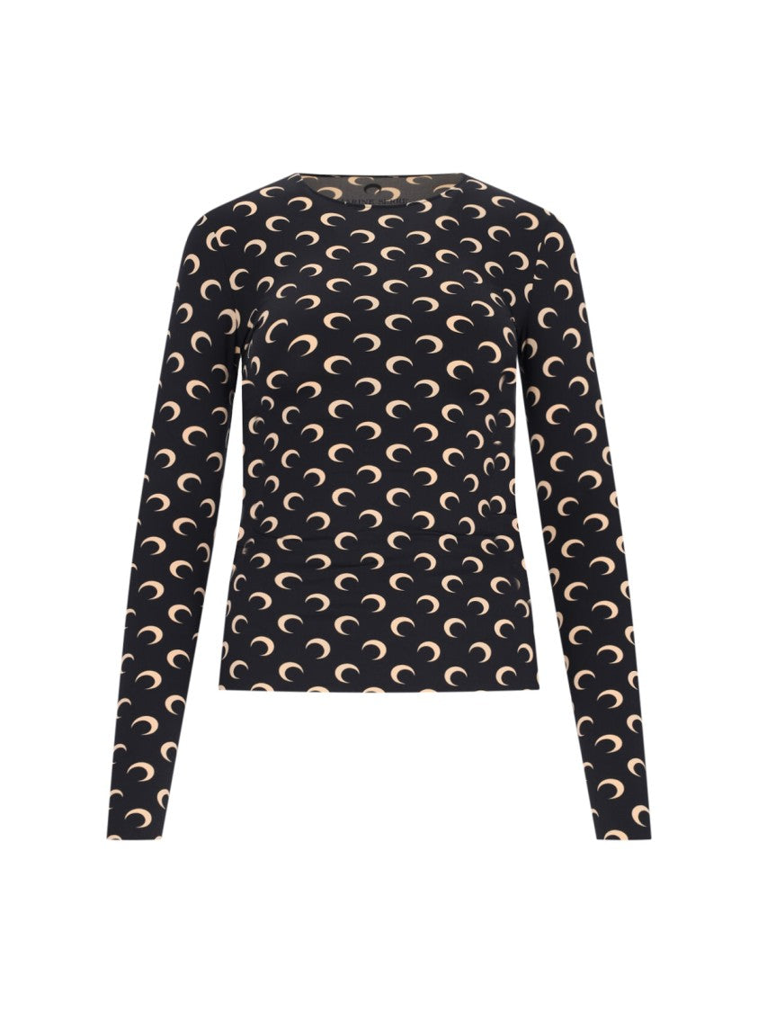 Marine Serre Black Moon Stretch Nylon Top