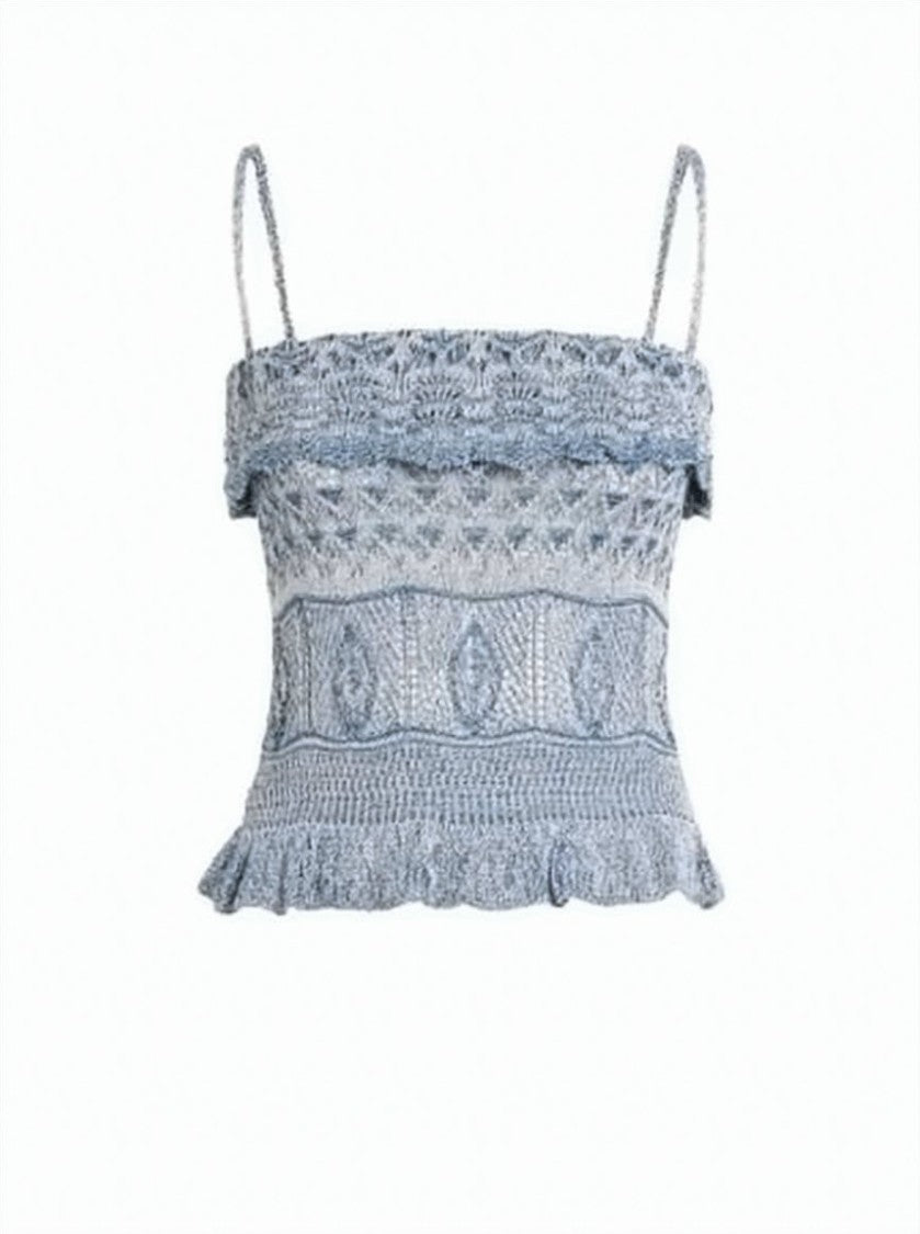 Etro Light Blue Crochet Top