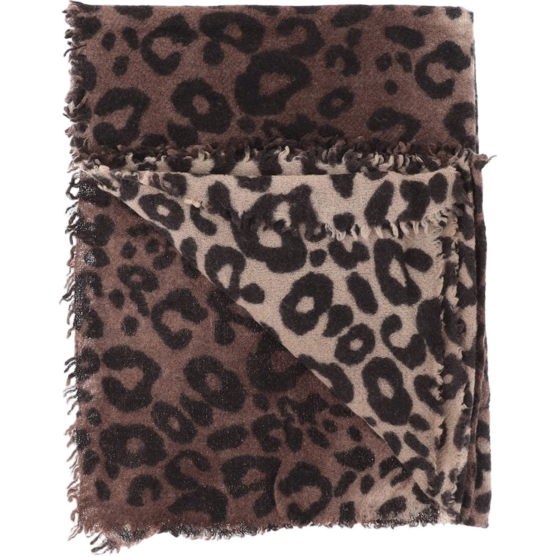 Faliero Sarti Rectangular Fringed Scarf With All-Over Animal Print