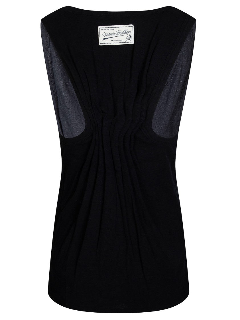Victoria Beckham Fitted Keyhole Ruched Tank Top