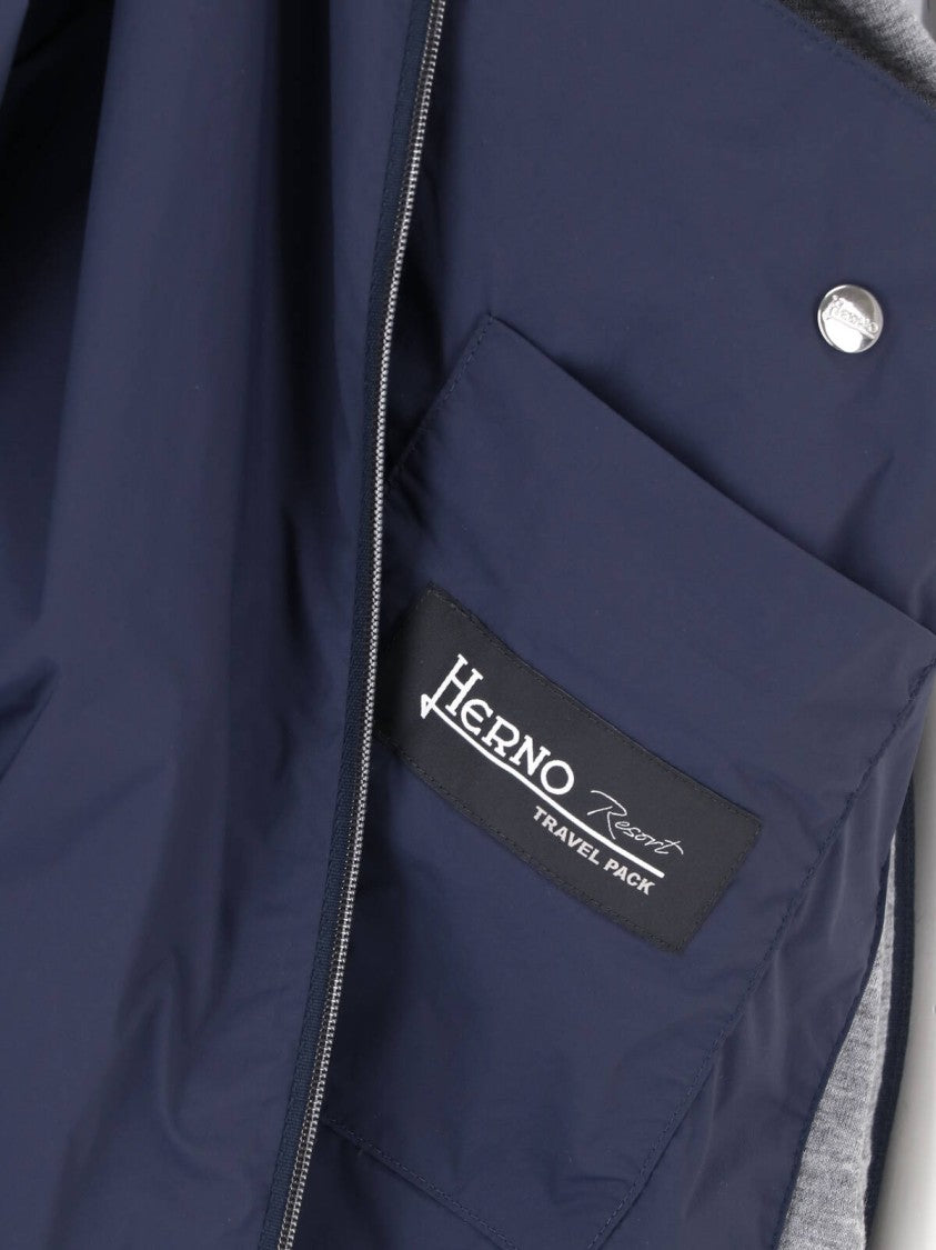 Herno Blue Technical Fabric Drawstring Jacket