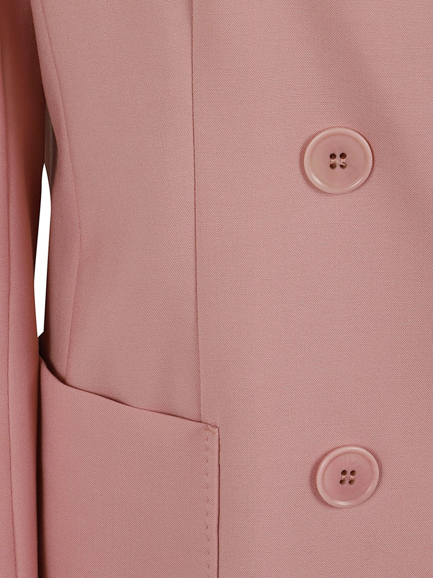 Max Mara Zinnia Double-Breasted Blazer In Dusty Pink Virgin Wool