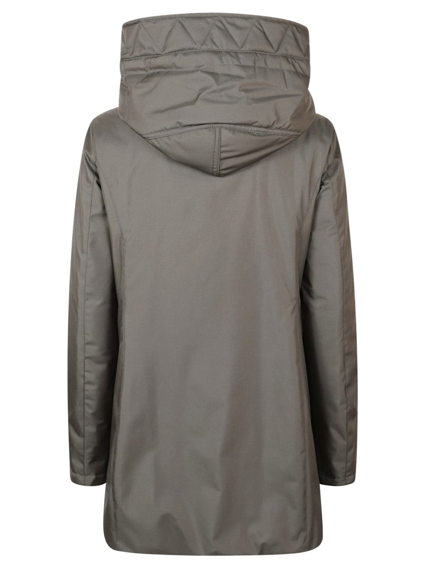 Fay Quilted Grey Coat With Tapered Waist