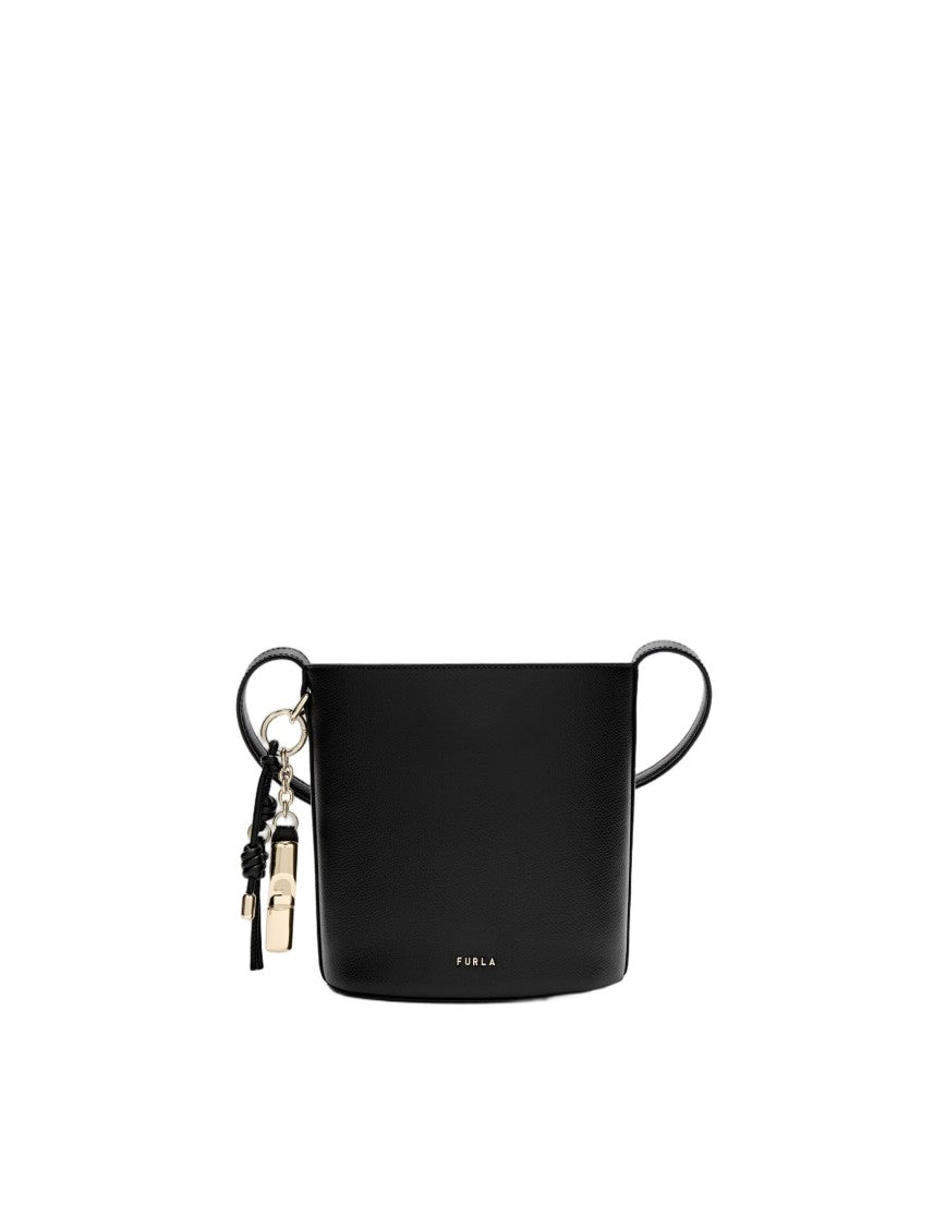 Furla Black Roxie Mini Leather Bucket Bag