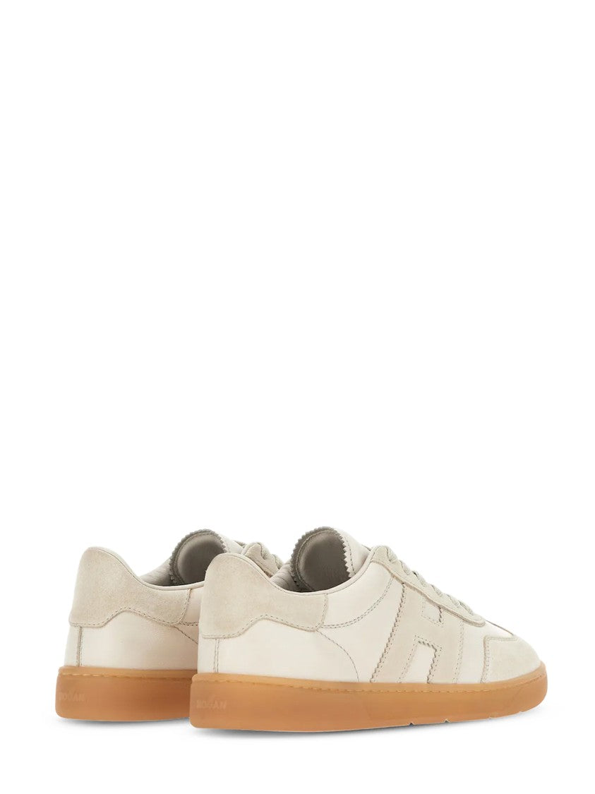 Hogan Low-Top Leather And Suede Sneakers With Contrasting Sole