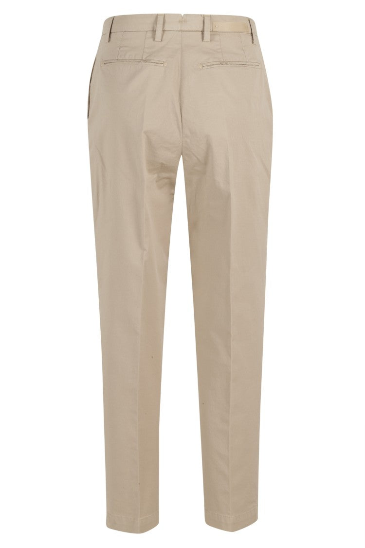 Briglia Beige Belt Loops Cotton-Blend Straight-Leg Cigarette Pants