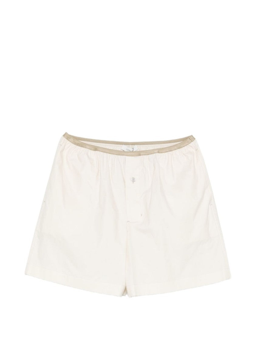 Lemaire White Minimalistic Contrast Trim Shorts