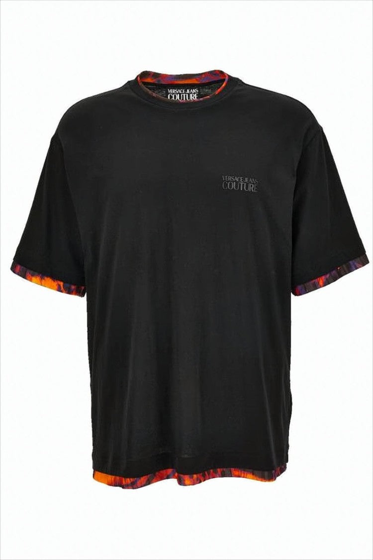 Versace Short-Sleeved Cotton T-Shirt With Vibrant Trim