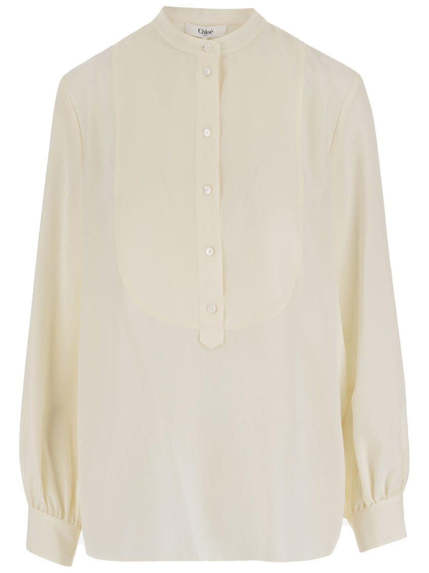 Chloé Silk Shirt With Mandarin Collar