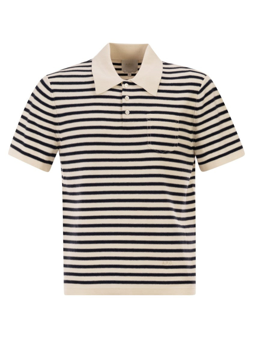 A.P.C. Eliot - Striped Polo Shirt In Cotton And Cashmere Blend