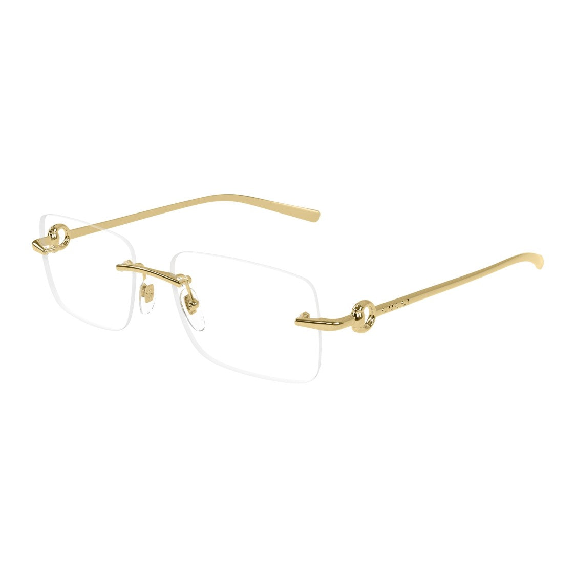 Gucci Rimless Rectangular Eyeglasses With Polished Gold-Tone Accents