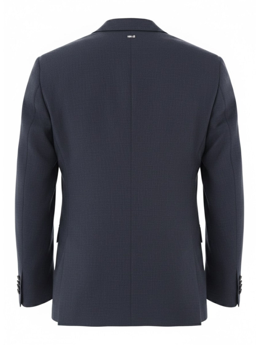 Herno Blue Linen-Blend Tailored Blazer