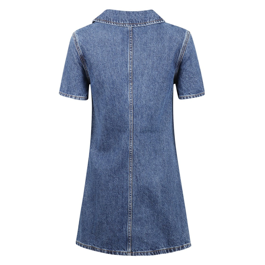 Self-Portrait Blue Denim Mini Dress With Bow-Embellished Pockets