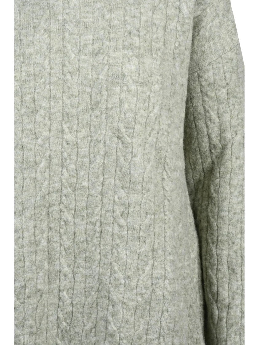 Ballantyne Textured Cable Knit Crew Neck Pullover In Fresh Pistachio Green