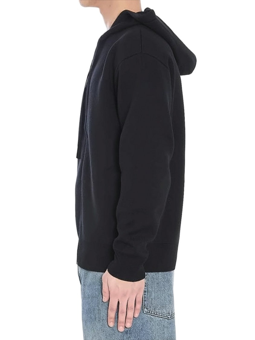 Loewe Black Wool Blend Zip-Up Hoodie
