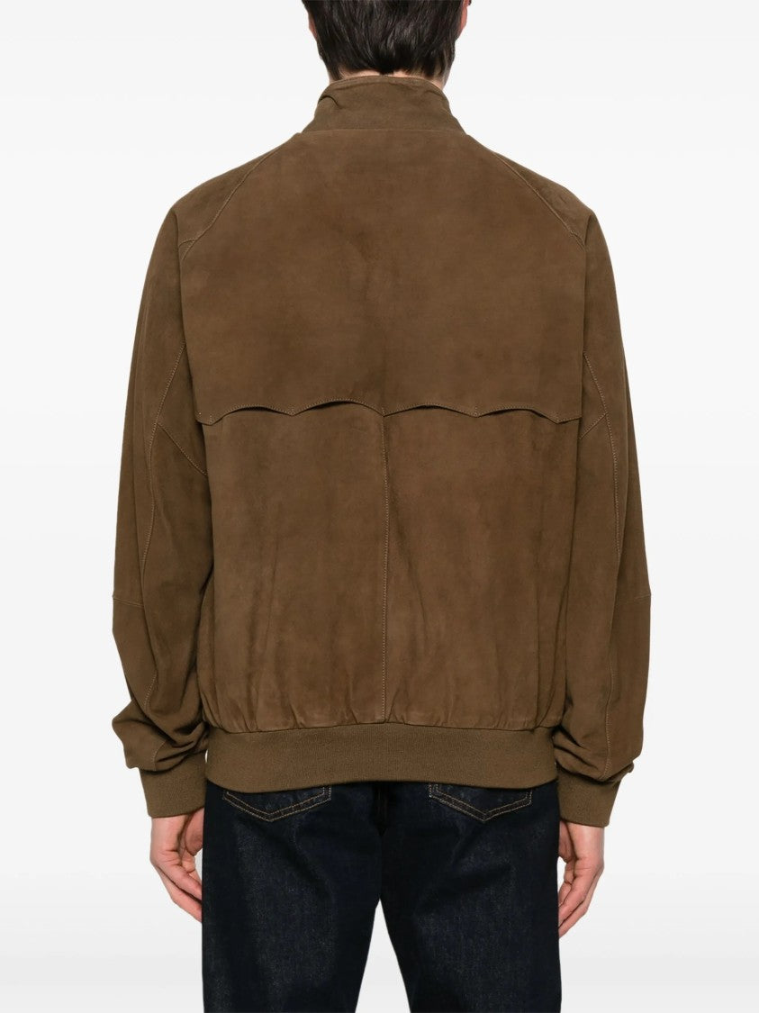Baracuta Brown Suede Tartan Lining Casual Jacket