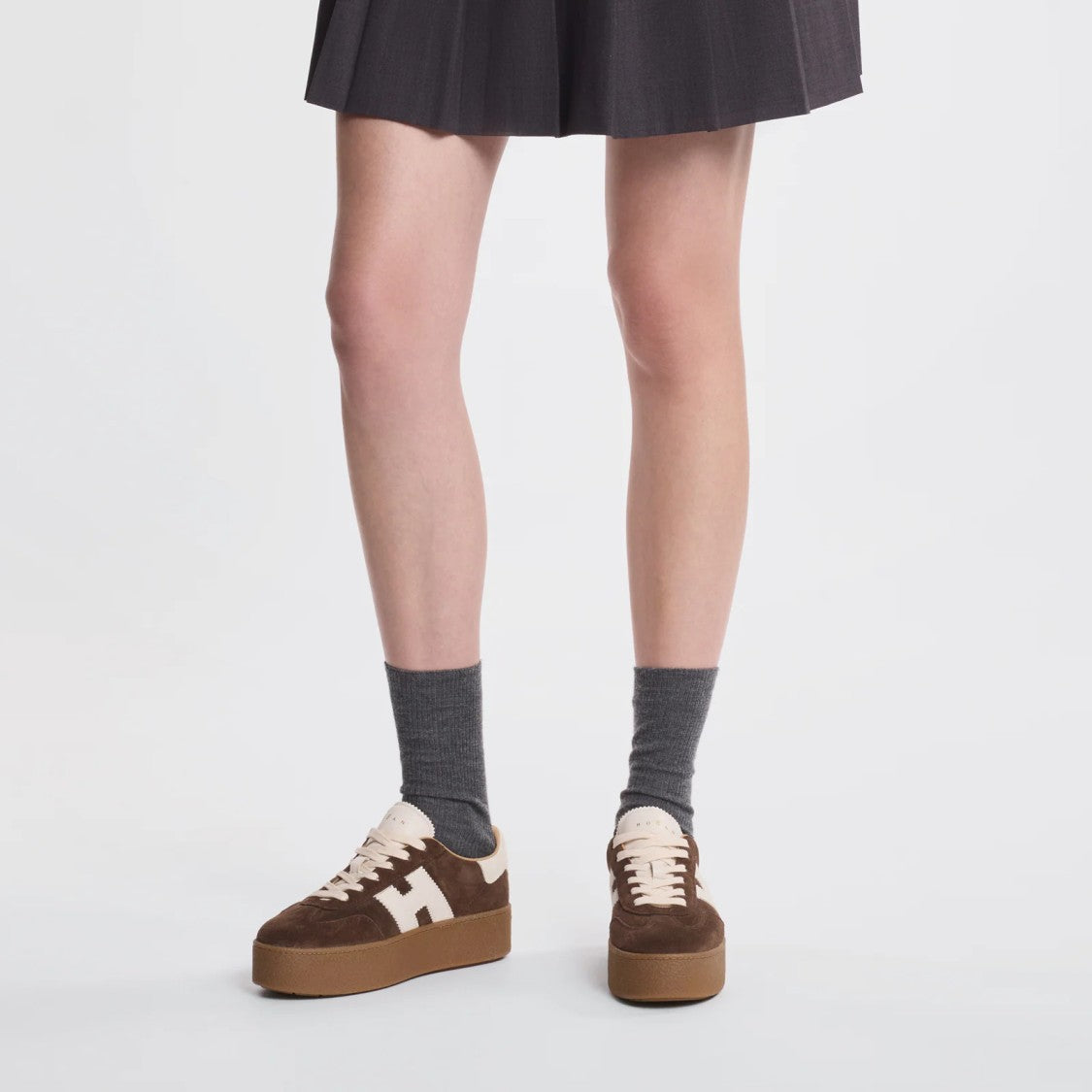 Hogan Dark Brown Suede Platform Sneakers