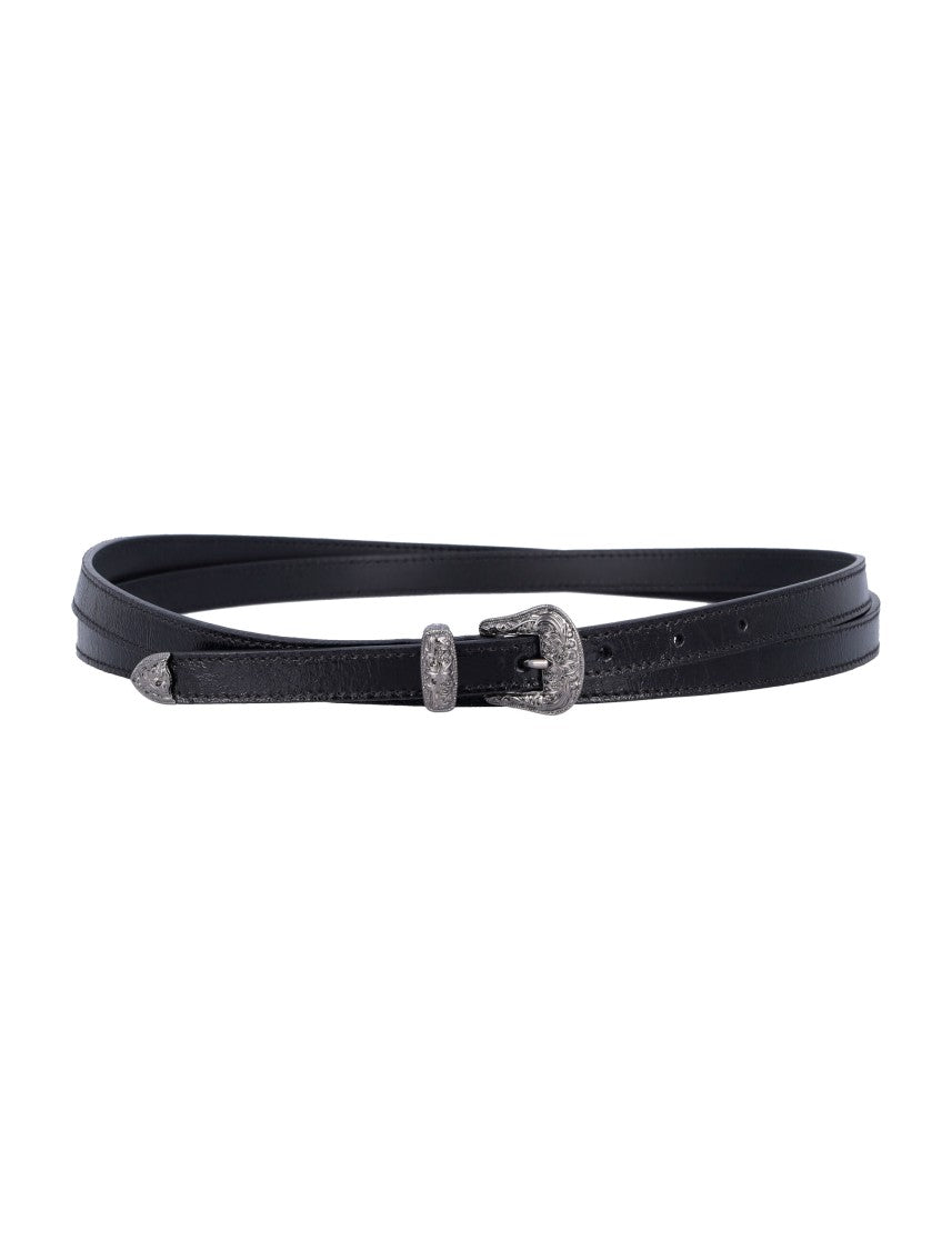 Golden Goose Textured Leather Slim Belt