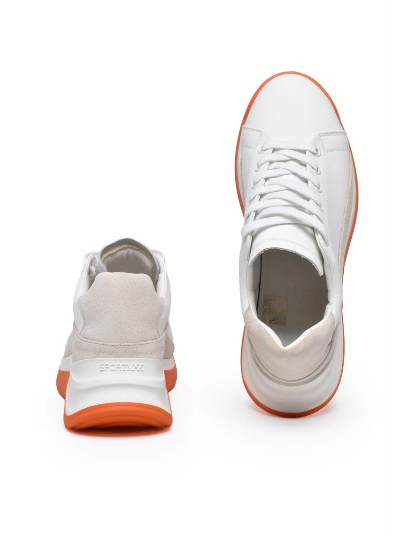 Sportmax White-Orange Leather Vada Sneakers