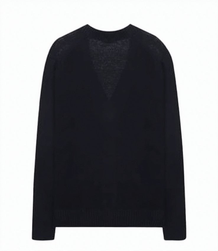 Maison Kitsuné V-Neck Wool Sweater With Ribbed Cuffs And Hem