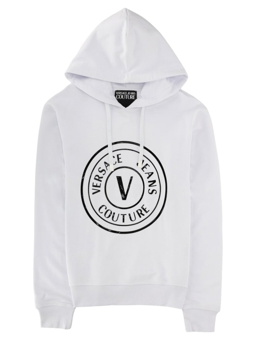 Versace Jeans Couture White Circular Logo Cotton Hoodie