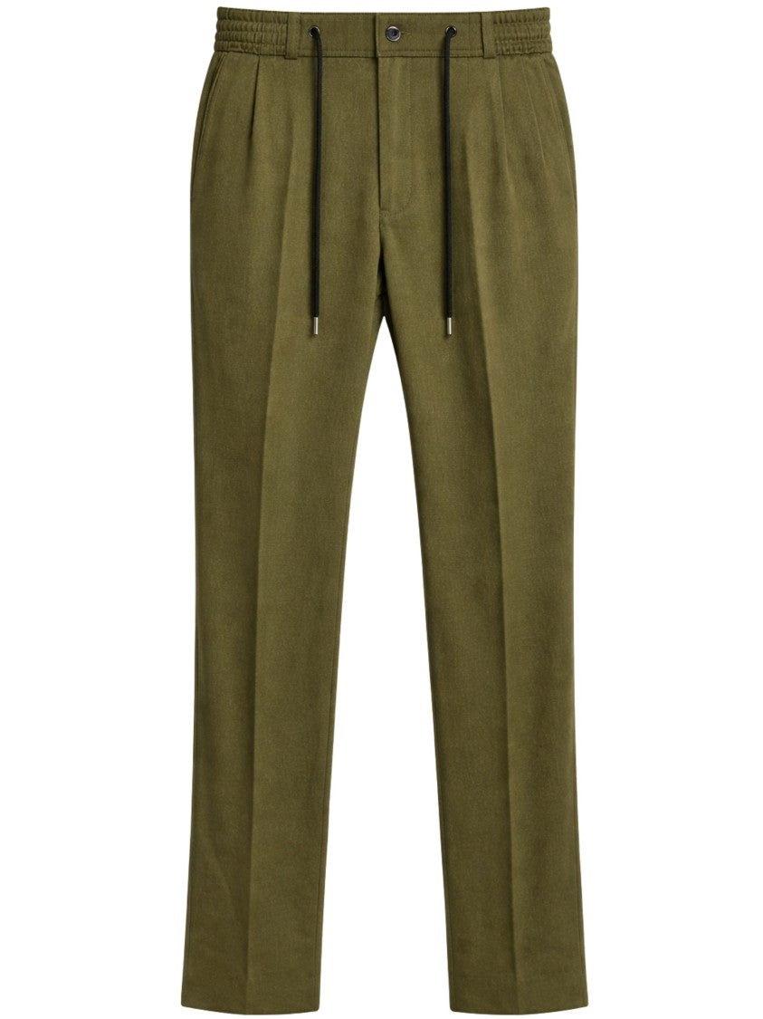 Tagliatore Olive Green Icoman Pleated Trousers