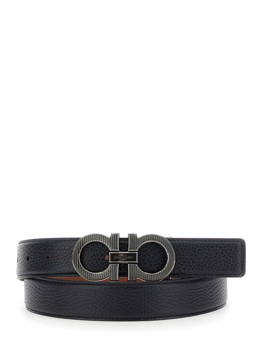 Salvatore Ferragamo Textured Calf Leather Belt