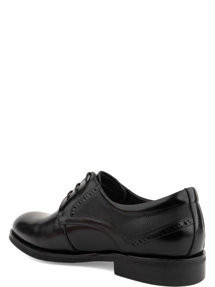 Alberto Gozzi Black Closed Lace-Up Perforated Leather Formal Shoes